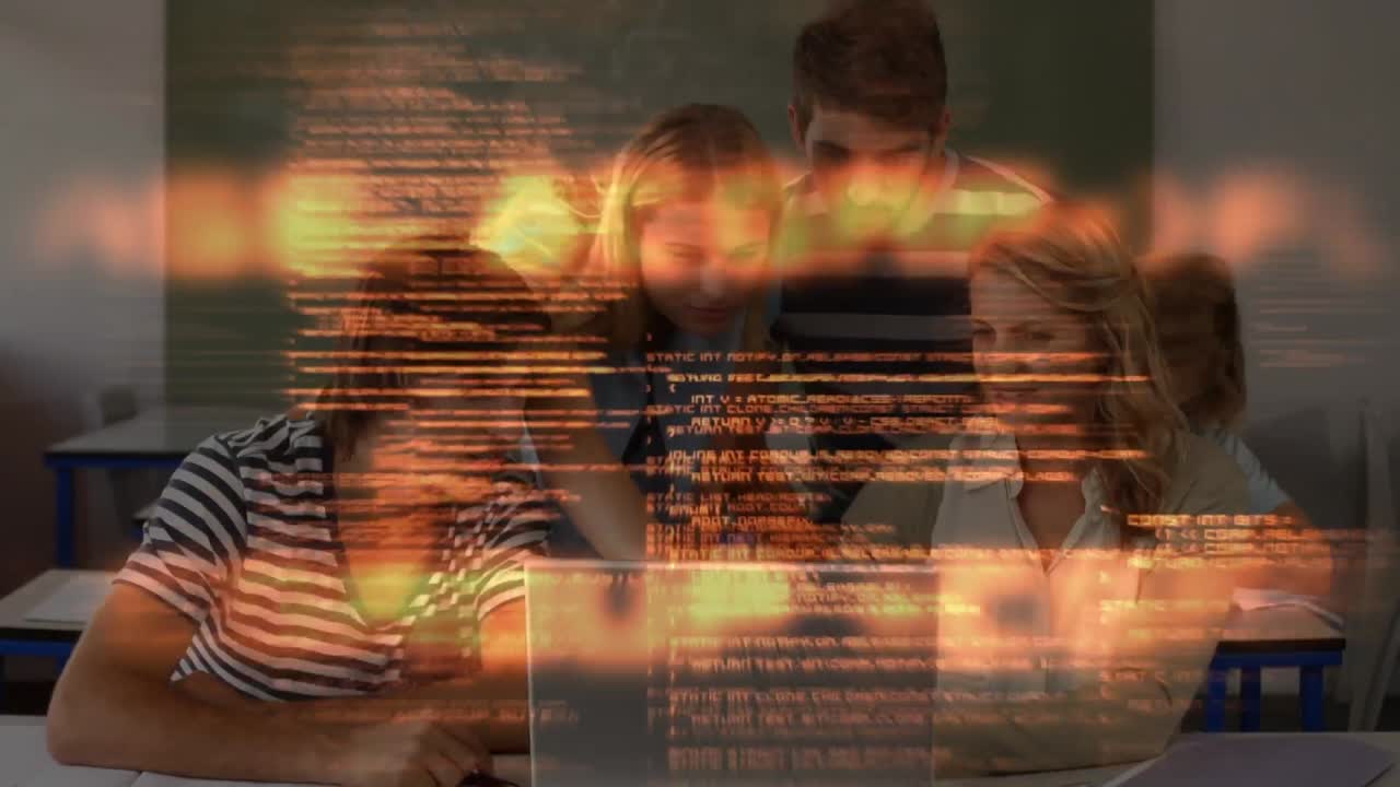 Students working on computer