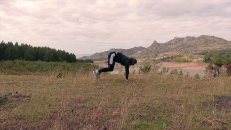 fit man exercising outdoors slow motion