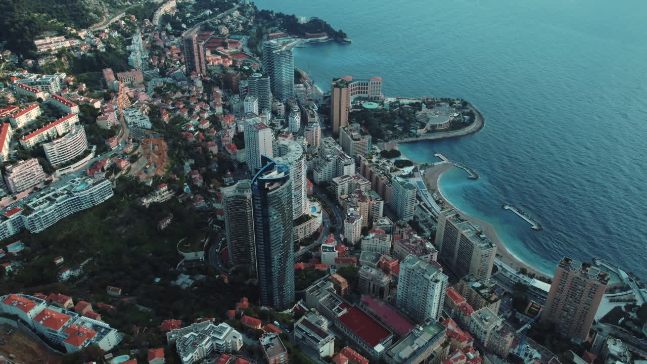 모나코 도시 풍경의 공중 풍경