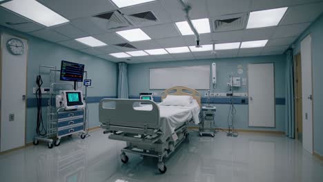 a contemporary hospital room designed with state-of-the-art medical technology and comprehensive facilities dedicated to patient care
