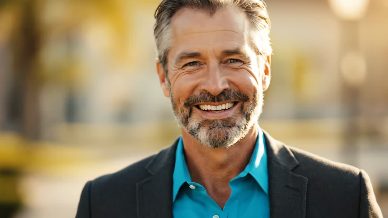 Portrait of a Smiling Man Waving