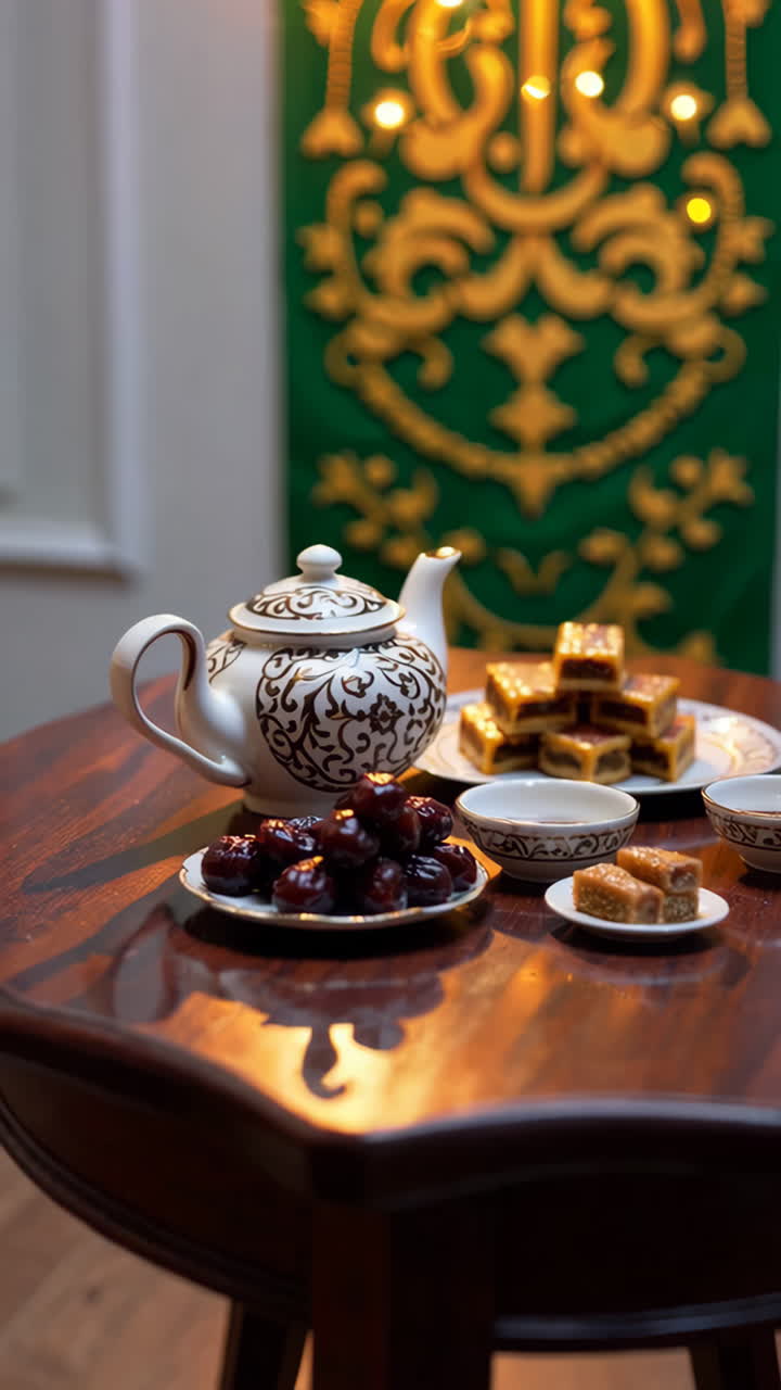 Iftar Table with Dates, Tea and Sweets