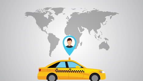 taxi service transport with world map