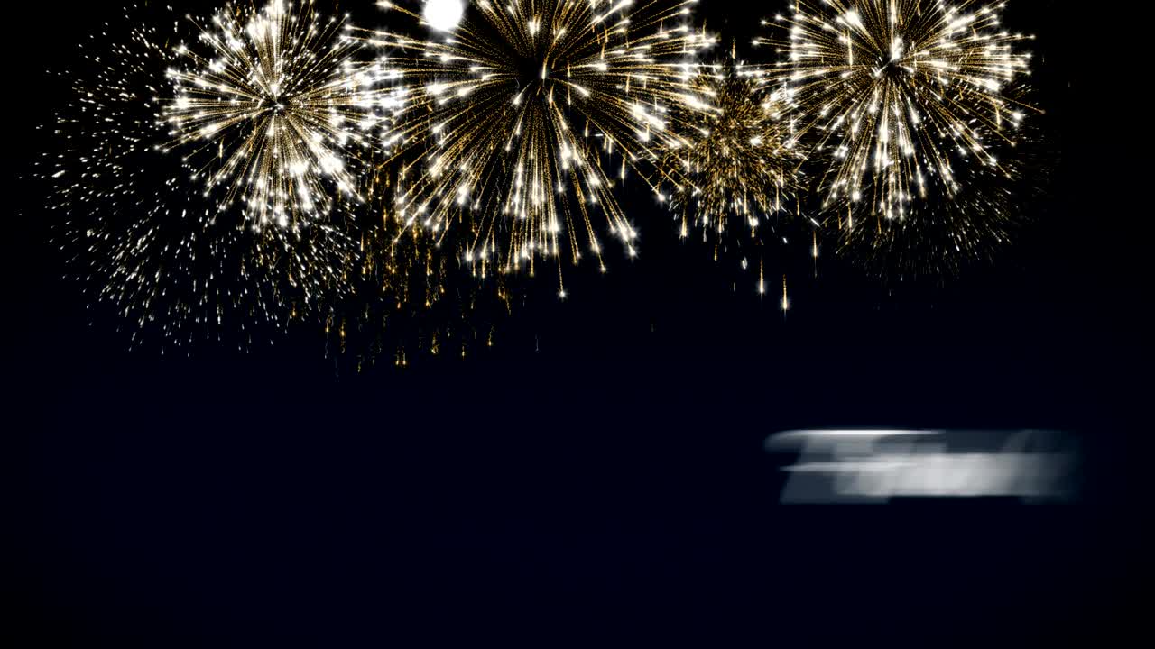 Looping merry Christmas social post card with animated fireworks.Loop Xmas Celebration concept.Multiple languages:english,german,french,spanish,italian,portuguese.Loopable animation for festive event
