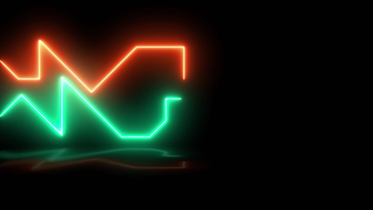 Linhas Neon Animadas Desenhando Gráfico de Dados Flutuantes em Fundo Preto