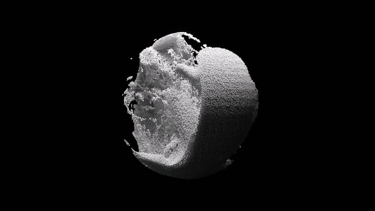 renderizado 3d abstracto de una esfera gris y blanca sobre un fondo negro