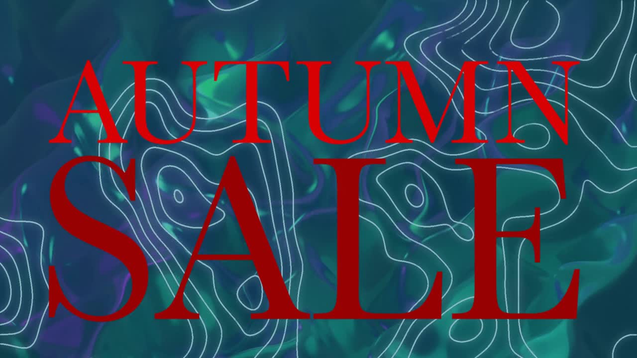 백색 지도 선 위에 빨간 글자로 가을 판매 텍스트의 애니메이션