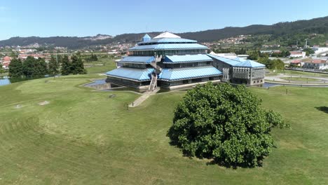 modern office building aerial view