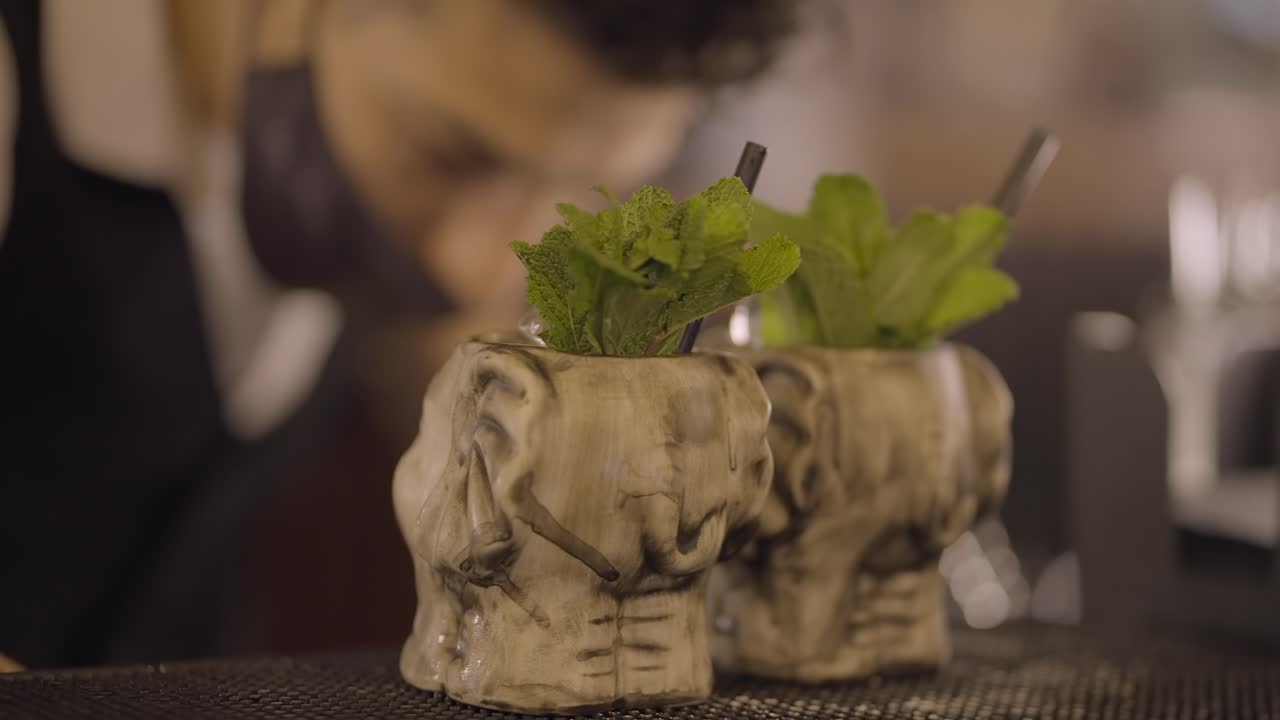 Bartender Making a Whiskey Cocktail