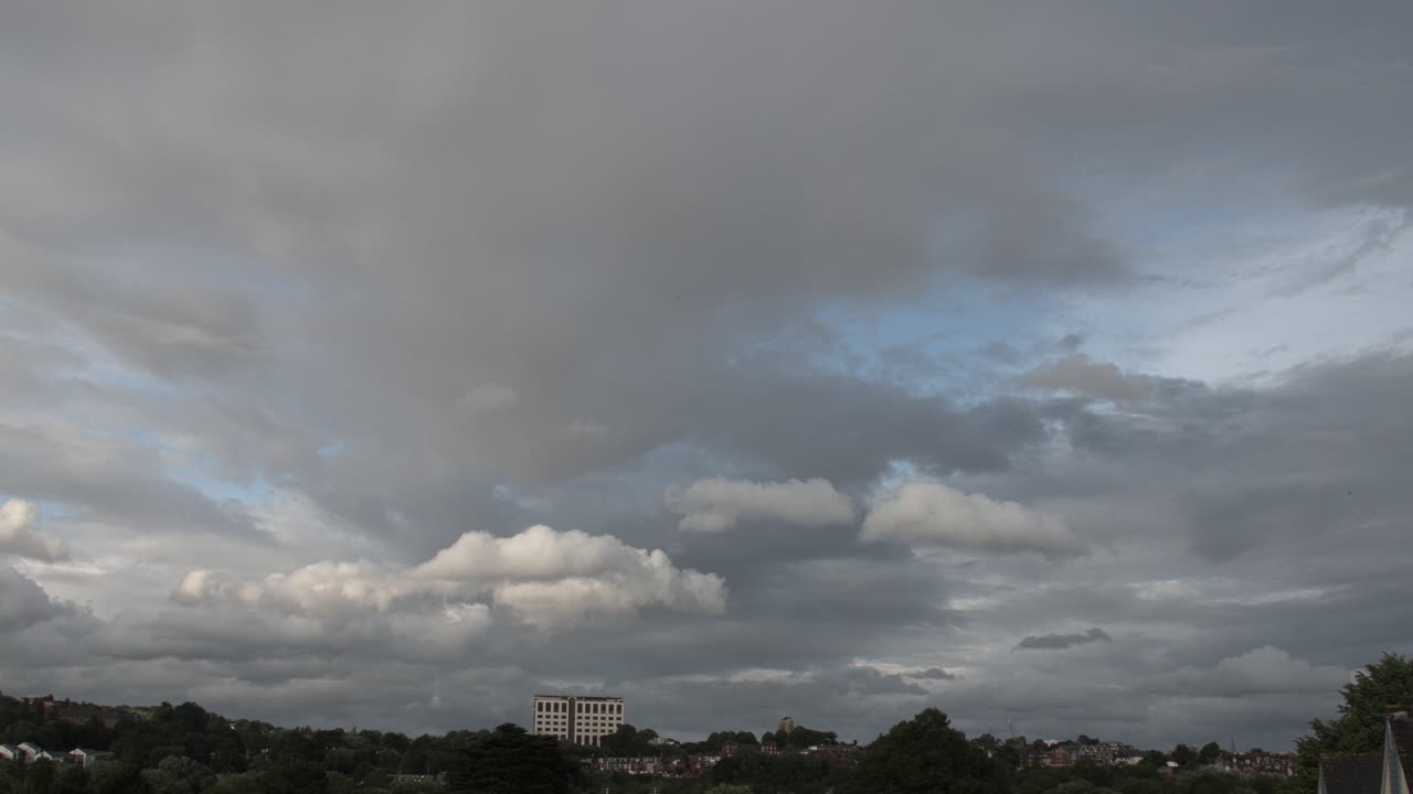 Cloudy skies over urban landscape