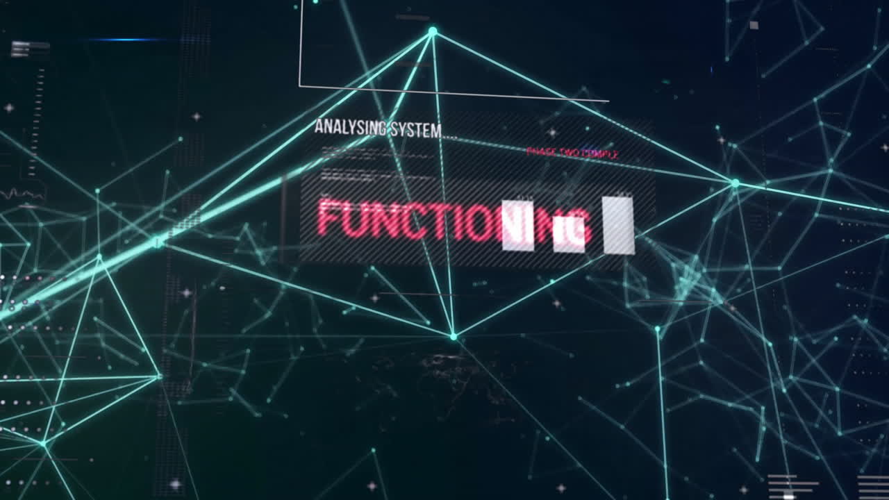 animación de texto y procesamiento de datos digitales sobre un fondo oscuro