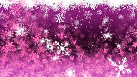 nieve cayendo sobre un fondo rosado
