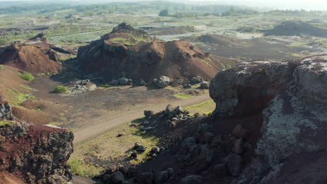 Aerial-drone-view-of-spectacular-landscape-in-Iceland.-Birds-eye-of-amazing-panorama-of-desert-rock-formations.-Beauty-in-nature