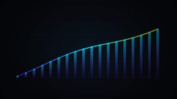 Animated Bar Chart Showing Growth on Dark Background