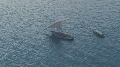 drone stock footage of sail boat off the coast of zanzibar, east africa