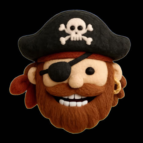 playful pirate cartoon character animation isolated asset, transparent 4k video, alpha channel