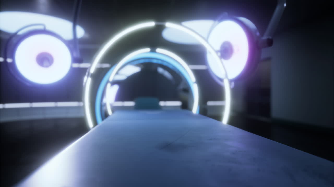 Surgical room with advanced lighting and equipment in a clinical environment