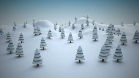 Snow-covered-Christmas-trees-on-a-snowy-landscape