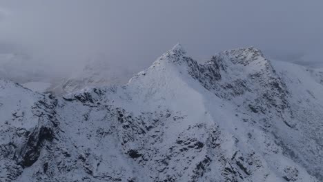 Aerial-view-of-Norway-snow-mountain-beautiful-landscape-during-winter