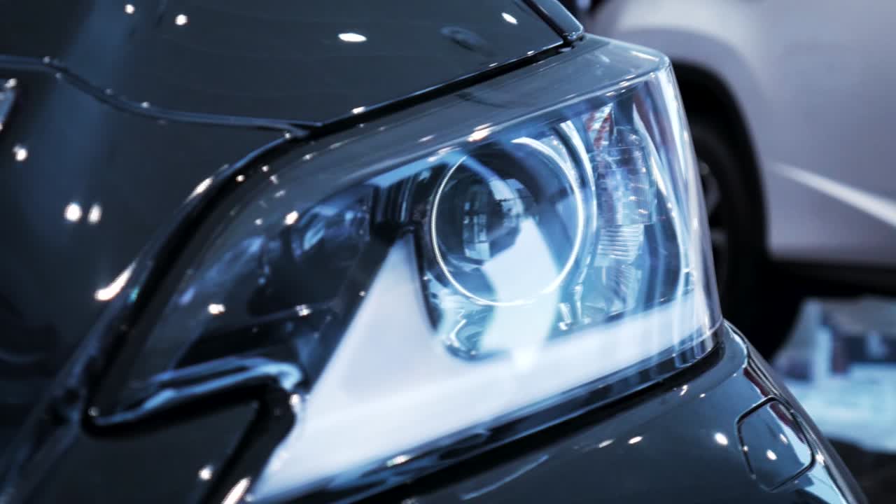 Close-up of a modern car headlight