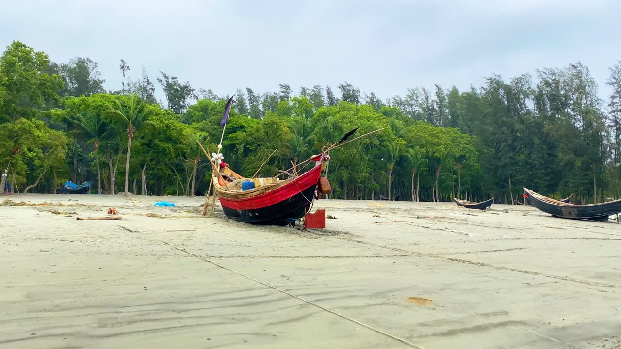 Fishing Boats On The Shore, Kuakata Sea Beach, Bangladesh, South Asia