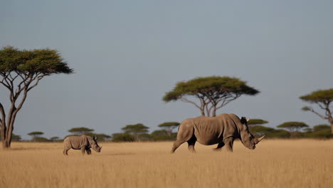 White Rhinos in the African Savanna