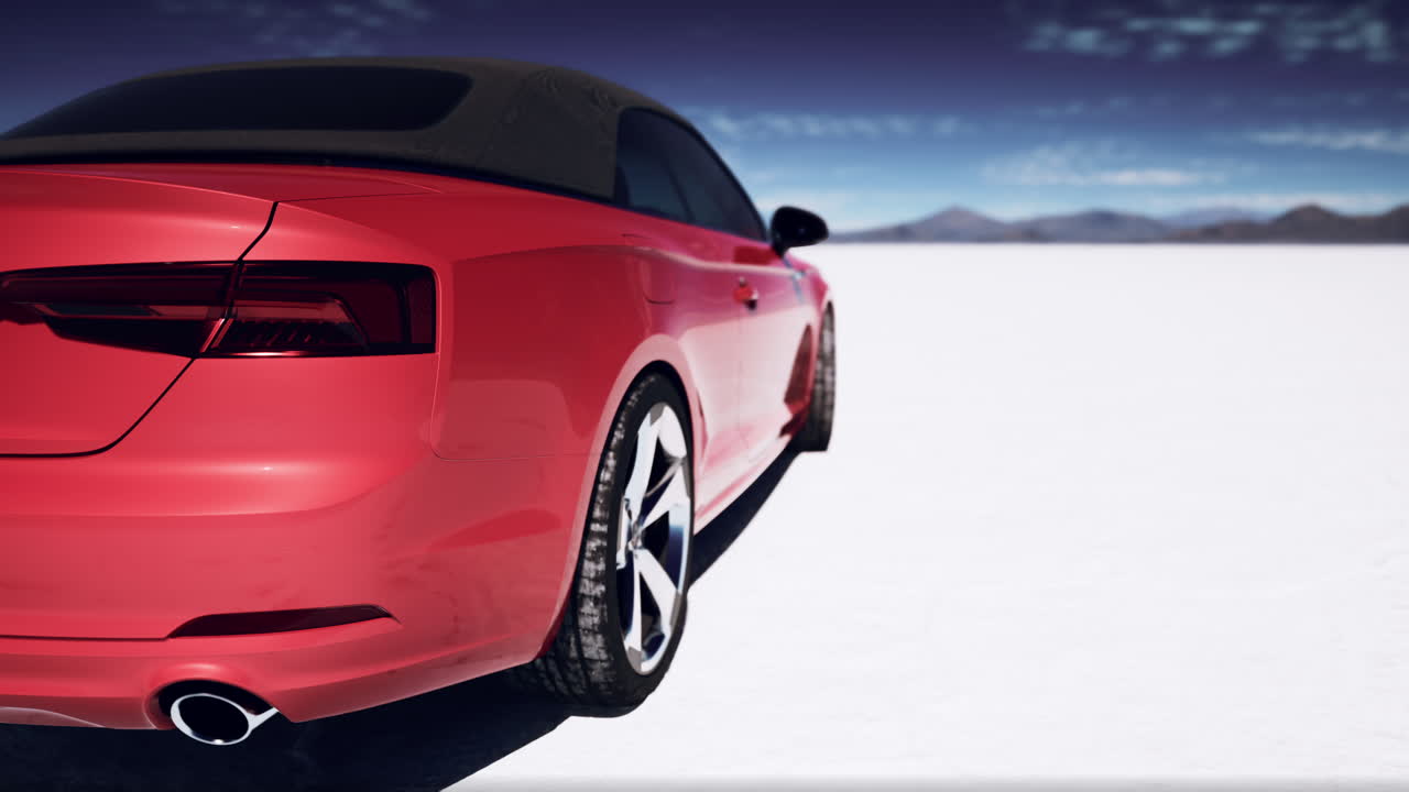 audi a5 convertible rojo en un desierto blanco