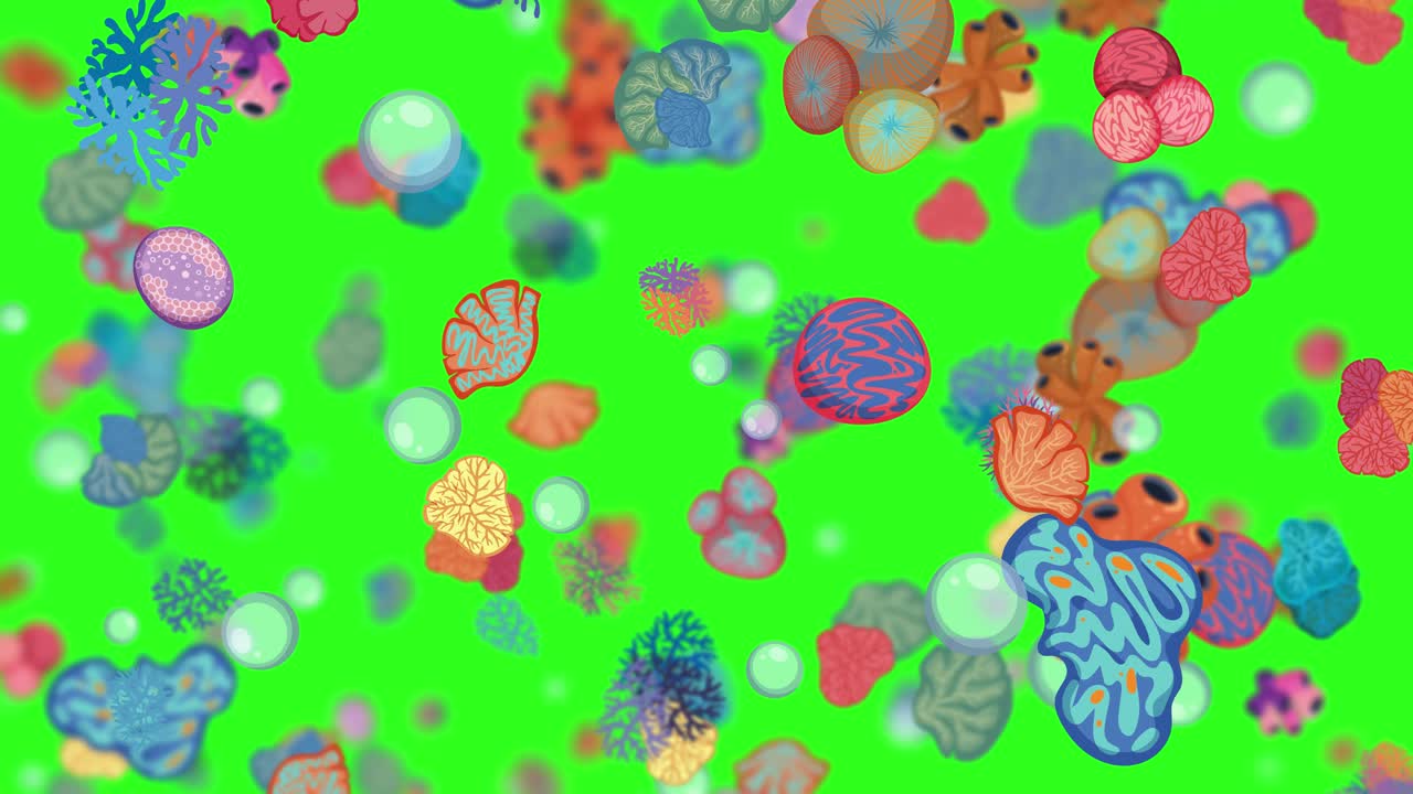 푸른 배경 에 반사 되어 떨어지는 활기찬 산호