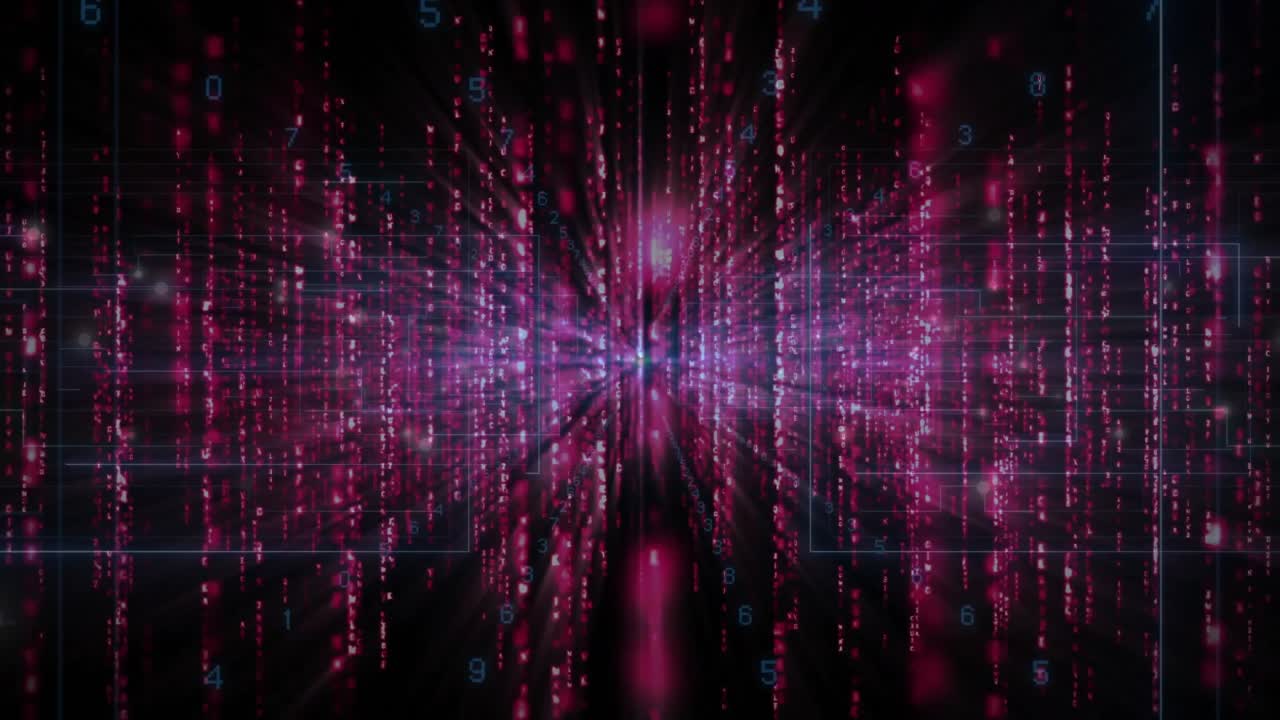 At start glowing data streams converging on core, rippling outward illustrating depth in 3D render