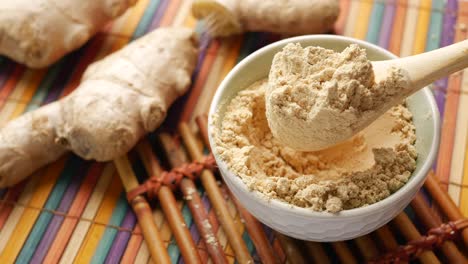 Close-up-of-gingers-powder-in-a-container