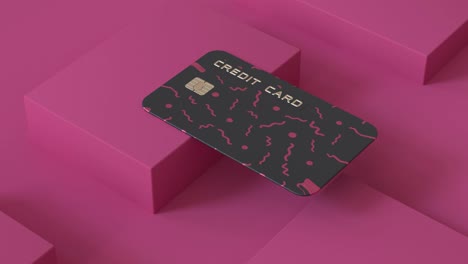 black pink card business payment concept abstract motion 3d rendering