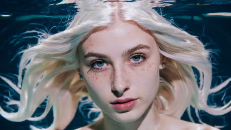 woman underwater portrait