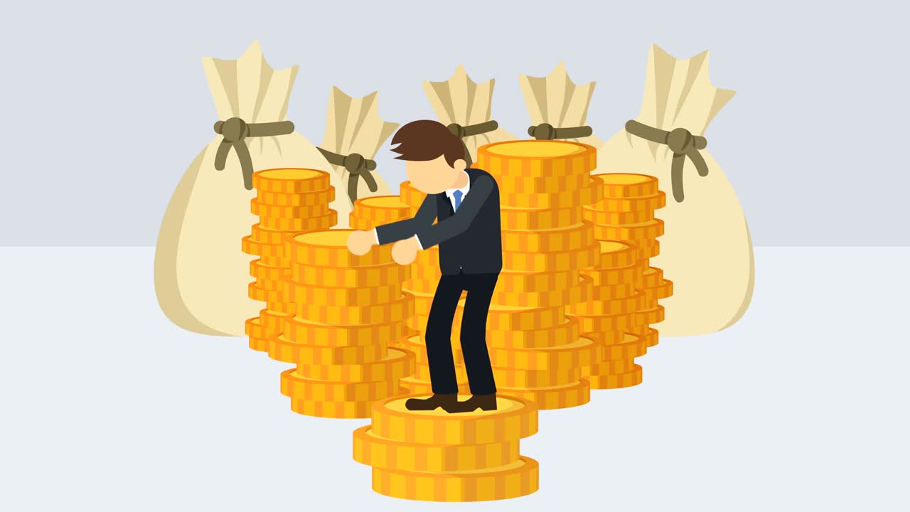 부유한 사업가. 불평등 개념. 평평한 스타일의 루프 일러스트레이션.