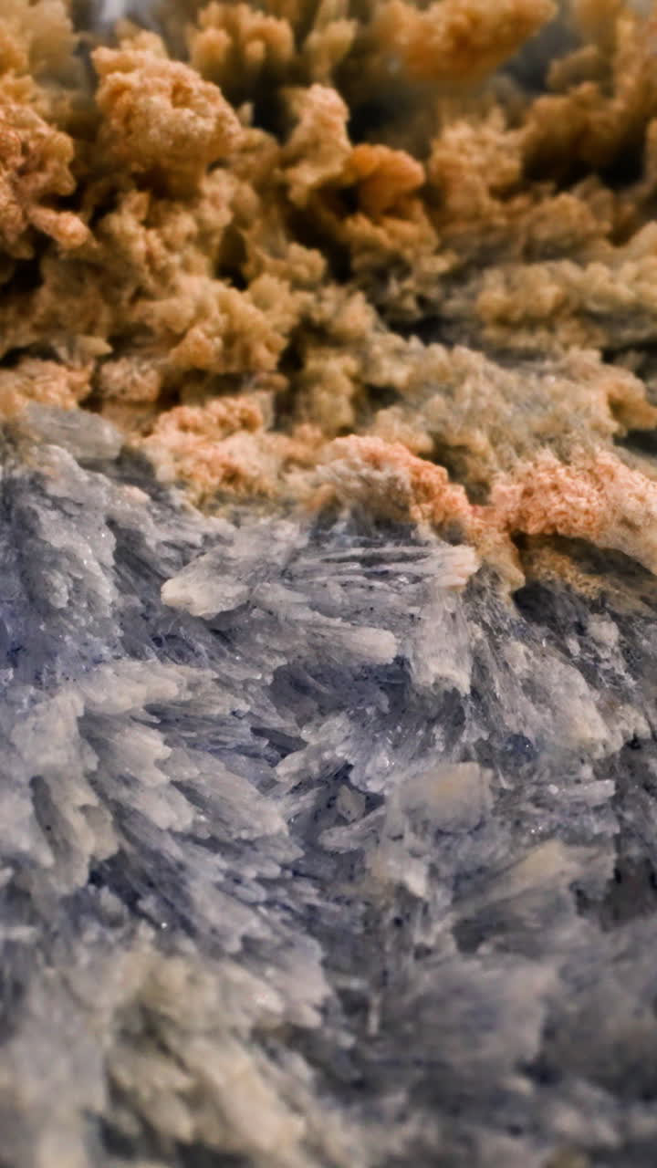 Texture of home grown salt crystals as background extreme close view. Funny chemical experiments with little students. Natural minerals beauty