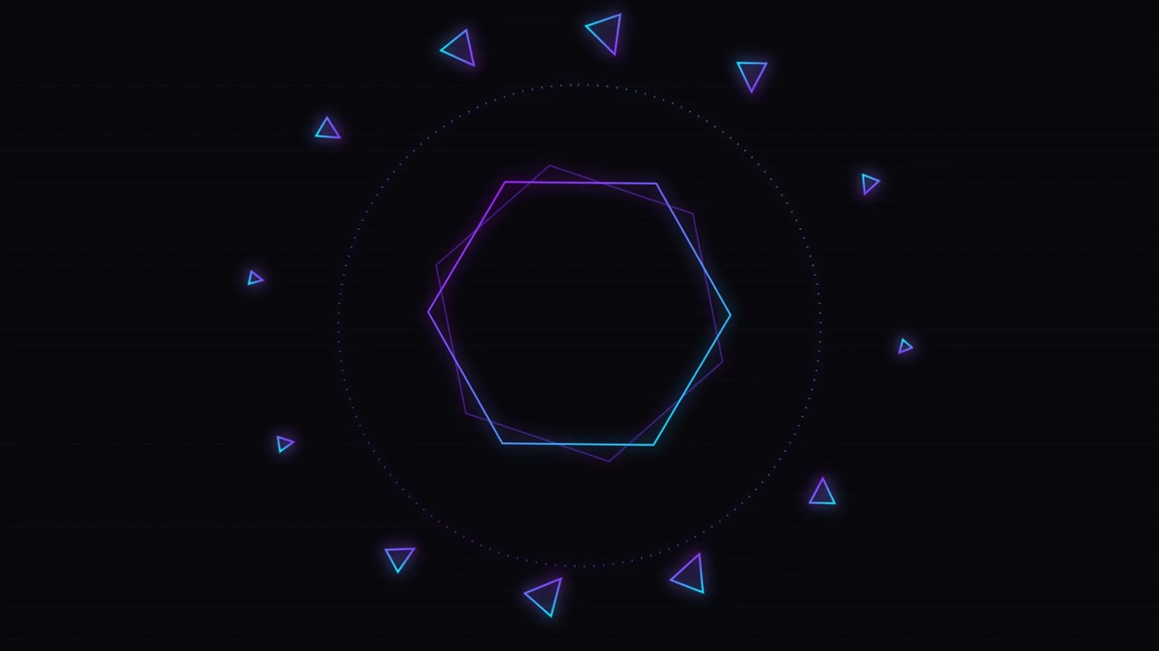 Abstract Neon Geometric Shape Animation with Glitch Effects