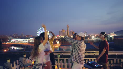 rooftop party at night