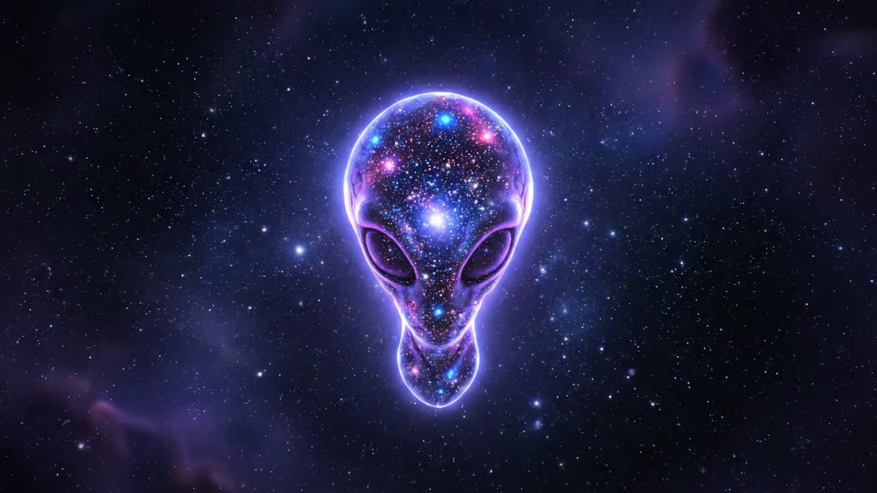 Alien Head in Nebula Cosmos