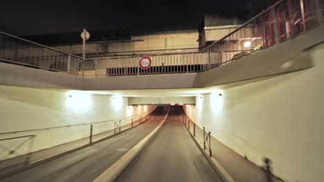 Entering-Montpellier-city-by-night-empty-streets-lockdown-period