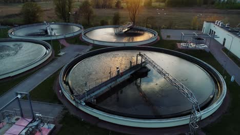 view from above of the sewage treatment plant, camera moving left