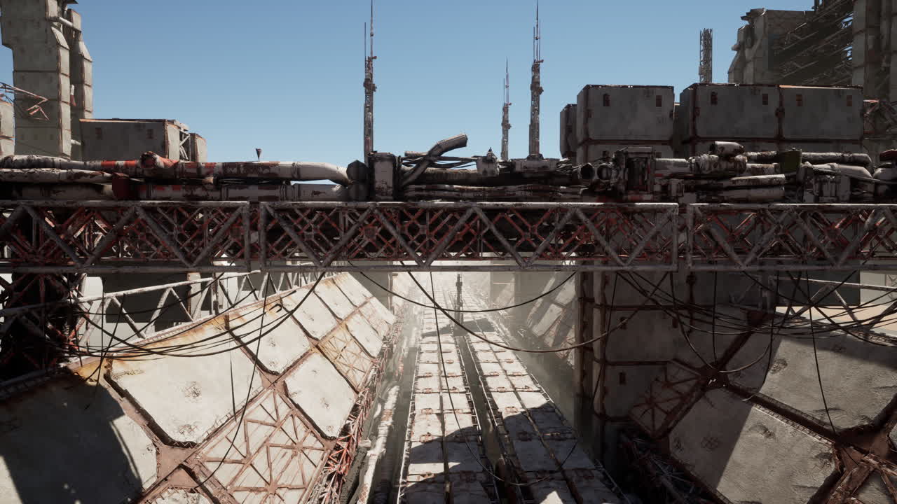 ruinas de una ciudad futurista en un mundo post-apocalíptico