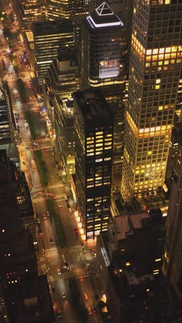 manhattan skyline at night with flashing city lights