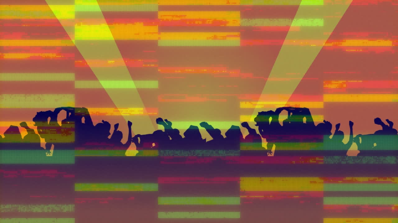 animación de siluetas de personas bailando con rayas en bucle sin costuras