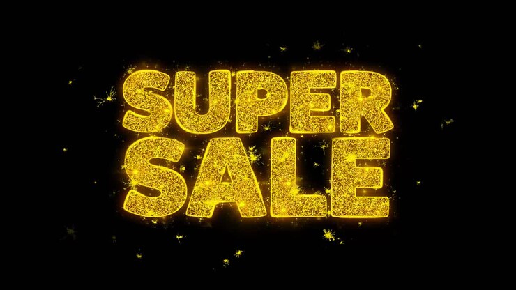 Super Saldi: Testo Glitterato su Sfondo Nero
