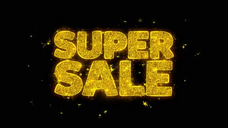 super sale glitter text on black background