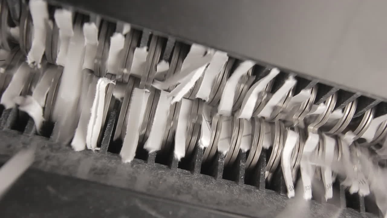 Shredder Cutting Paper From Below, Paper Jam