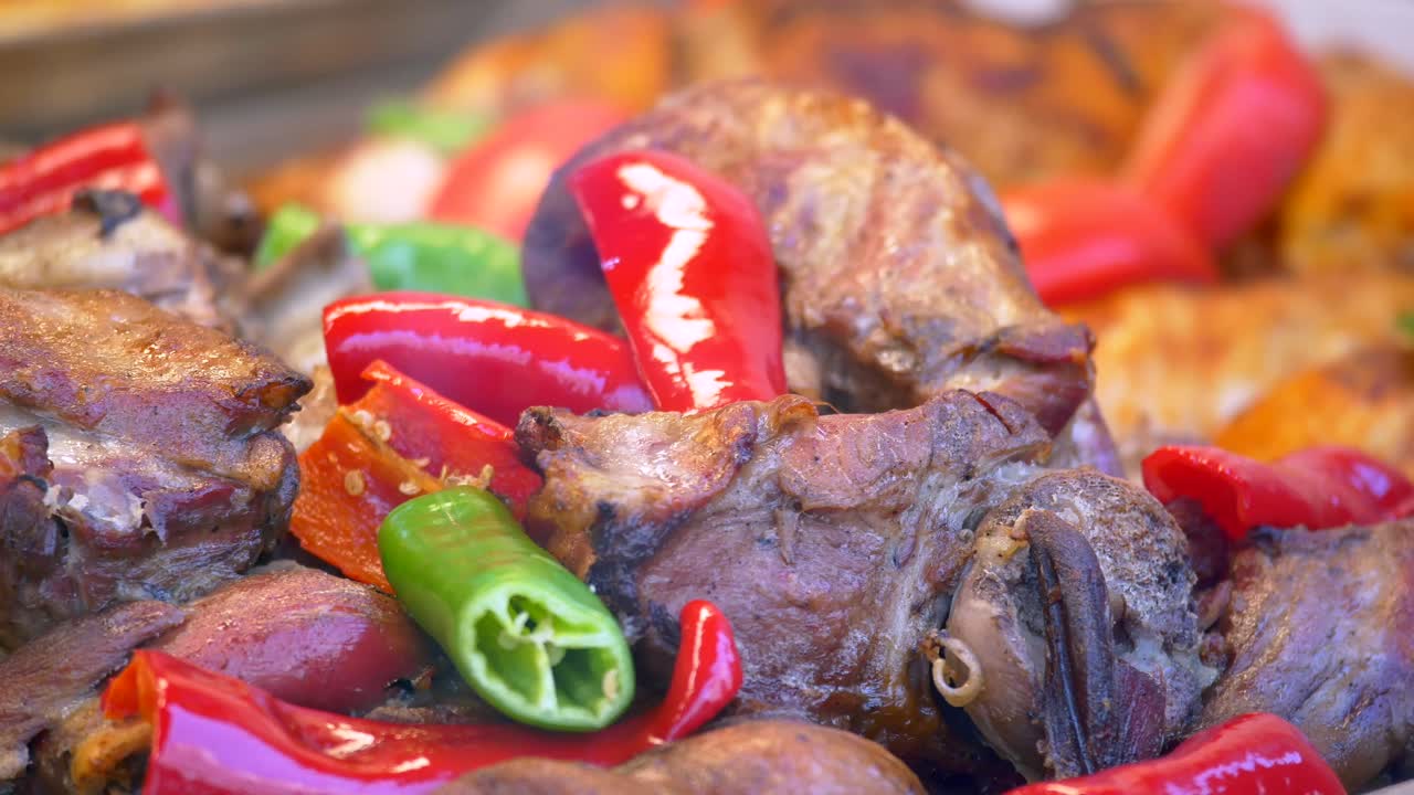 Grilled Meat and Peppers