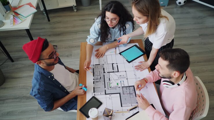 Collaborazione di squadra sui piani architettonici