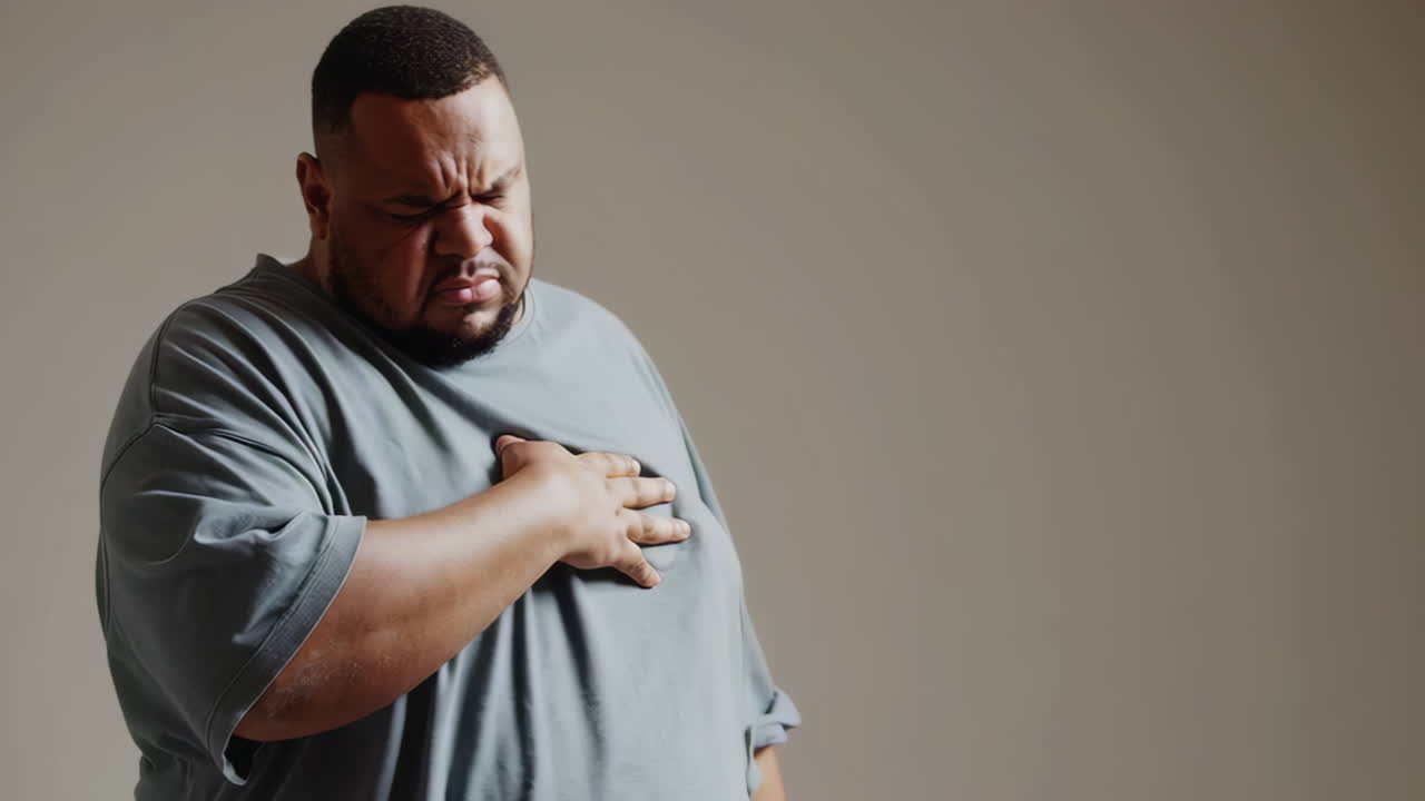 hombre con dolor en el pecho