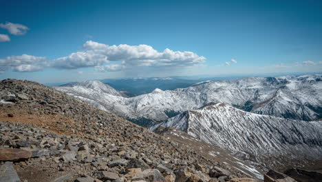 Time-Lapse-of-Summer-Sky-Above-Rocky-Mountains-Range-and-Grays-Peak-Colorado-USA-