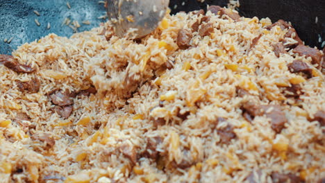 cooking pilaf in a large pot